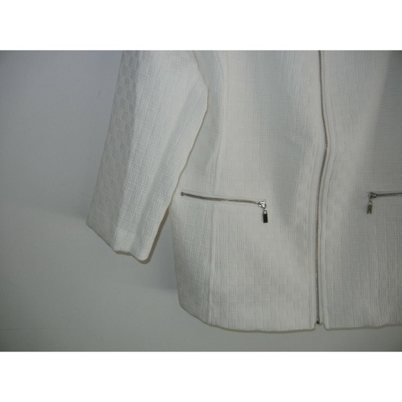 NWT Rafaella Cardigan Jacket White Front Zipped 3/4 Sleeve With Pockets Size 14 - Picture 2 of 7